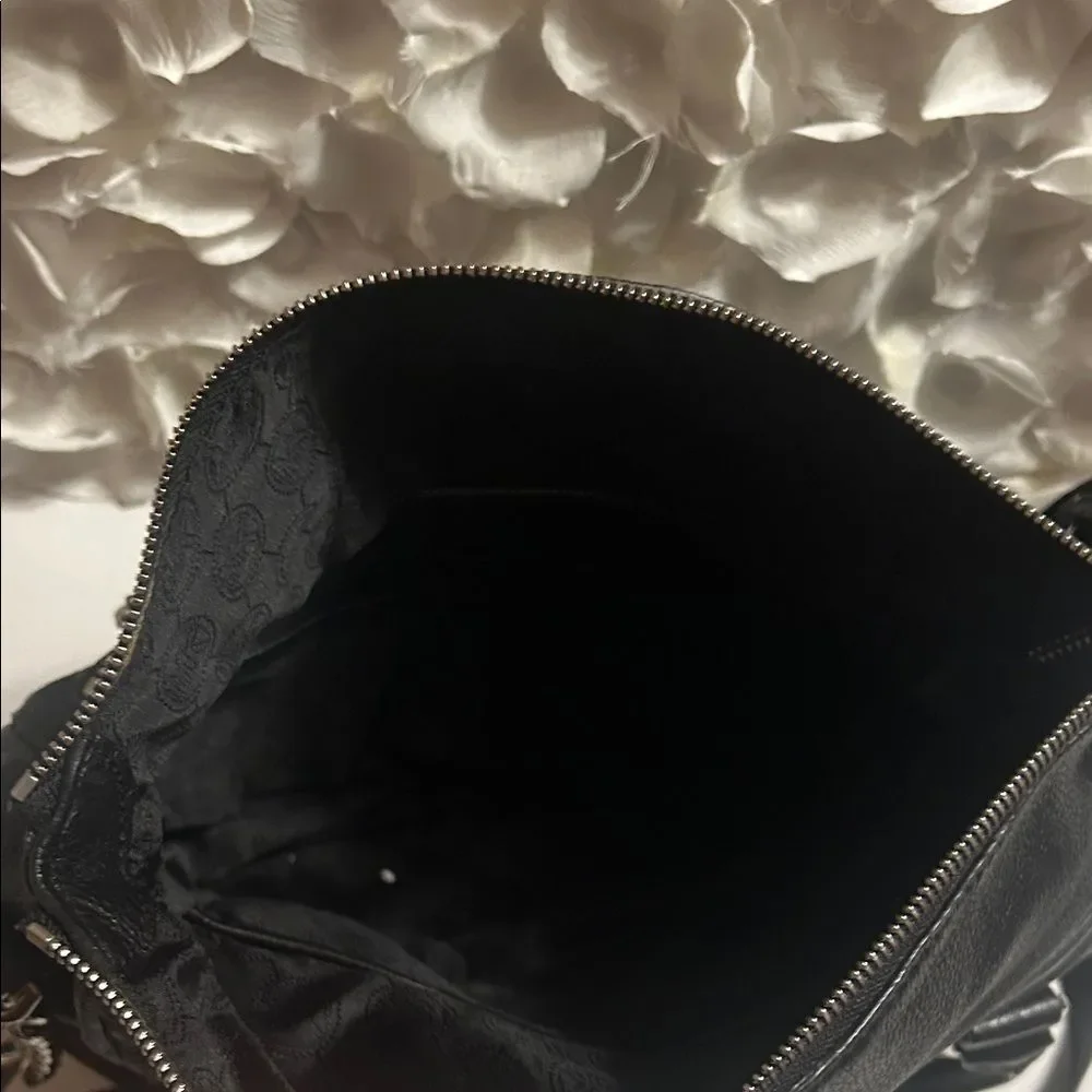 Michael Kors Black Pebbled Leather Shoulder Bag with Silver Hardware